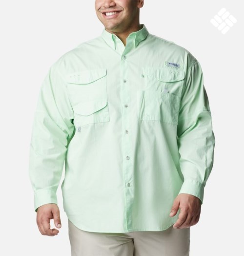 Men's Columbia PFG Bonehead Long Sleeve Shirts Mint | Plus Size CA-T5036